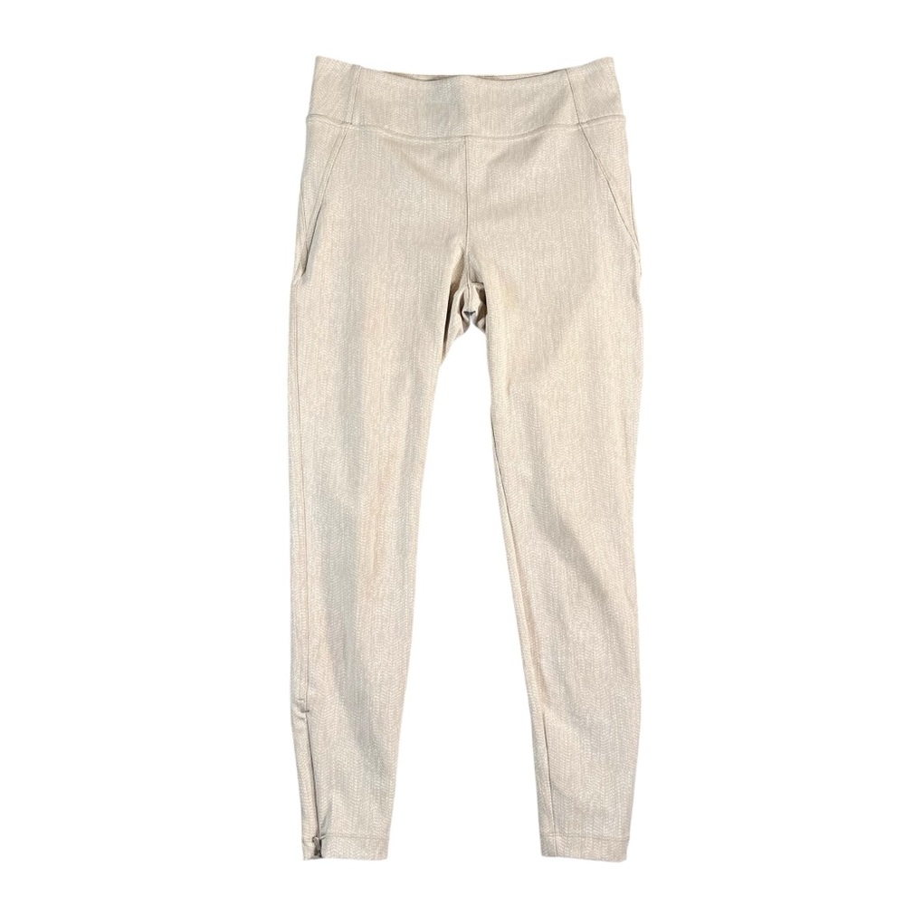 Athleta Women's Delancey Skyline Tight Leggings Cream Braiden Texture‎ Sz Medium